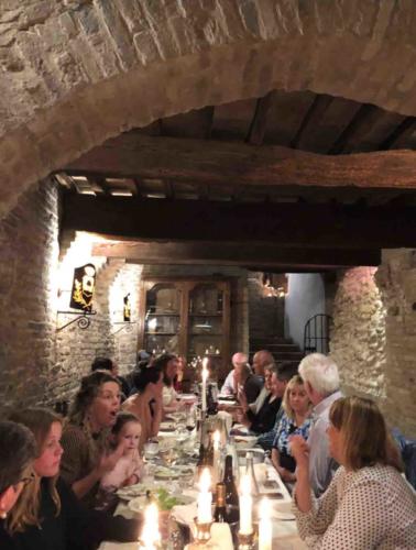Pasta dinner in the beautiful restaurant in the cellar