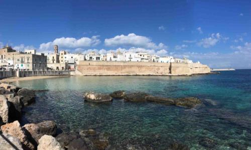 The Old Port and the 16th century defensive wall; divers harvest sea urchins from the rocks in this harbour
