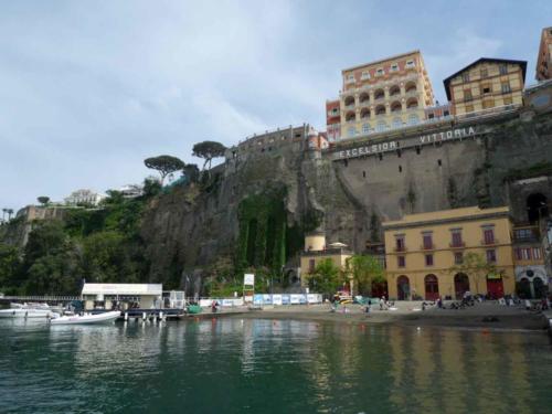 The town sits directly above on top of the steep cliff face