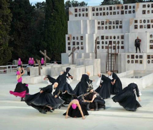 For a couple of months a year, performances of the Greek tragedies are staged in the theatre; we saw a wonderful production of Euripides' Heracles 