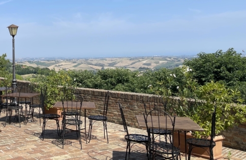 Then we moved to the terrace - with that spectacular view over the countryside, down to the Adriatic Sea.