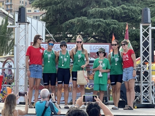 The Fezzano women's team receiving their trophy.
