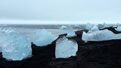And around the corner, ice washed up onto the beach