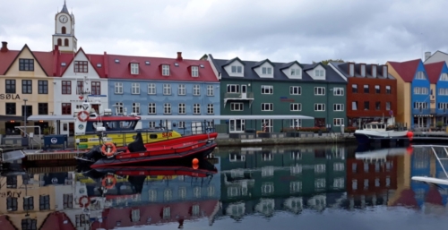 Tórshavn, the capital; though part of the Kingdom of Denmark, the Faroe Islands are a self-governing nation with their own language, flag and parliament