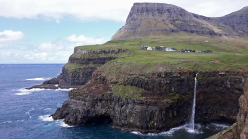 The tiny village of Gásadalur and the Múlafossur waterfall; Gásadalur is known as the 'hidden village'