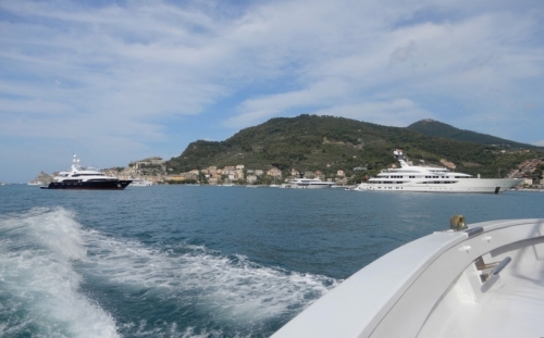 While we were travelling by ferry, others certainly weren't. In summer there are always a few 'big boats' anchored close to Porto Venere.