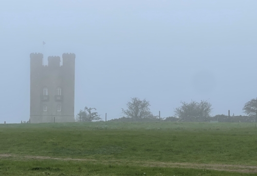 Broadway Tower, an 18th-century folly near the village of Broadway. It's the highest point of the Cotswolds and was, on the day of our visit, surrounded by an eerie mist. 