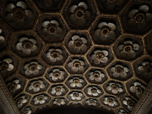 The chapel's ceiling - an intricate design in precious mother-of-pearl - is magnificent.