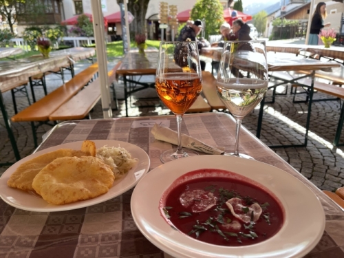 And in dishes to eat (on the right there is a fabulous beetroot and potato soup).