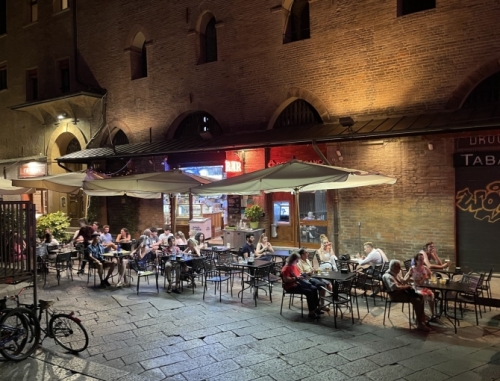 We went to cool down with gelato, and when we wandered back through the square towards midnight, they were still dancing.