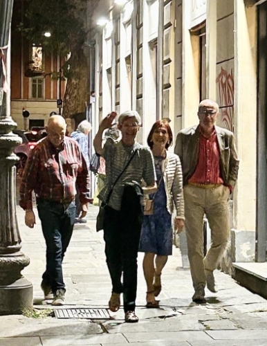 Then, to top off what had been a wonderful few days, Tina and Antonio also came to Rome. Antonio took this great shot of us arriving at the rendezvous restaurant.
