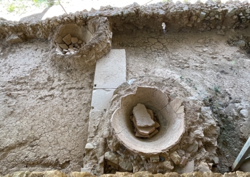 The oil they produced was stored in jars buried in the earth - an effective form of temperature control.