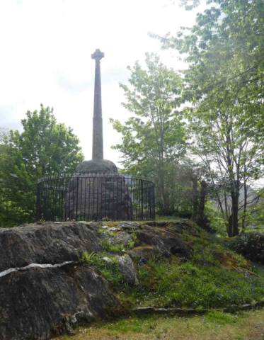 The monument at Glencoe, remembering the 1692 massacre; in the wake of the Jacobite uprising, Campbell-led government troops killed 38 MacDonalds as they slept (Campbells are still not popular around here -  a sign in the pub down the road reads 'No Hawkers or Campbells')