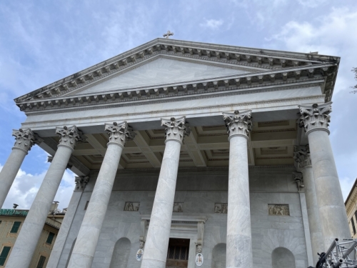 The basilica's facade, a much later - 19th century - addition.