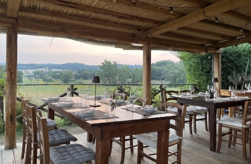 Ten mintues after we arrived, Stanley and his wife and son and two friends were seated at this table.