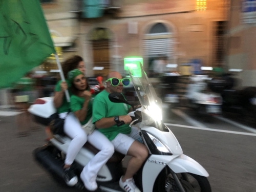 And then the supporters start returning to town, too - motorbikes revving, horns blasting, people cheering. Great fun!
