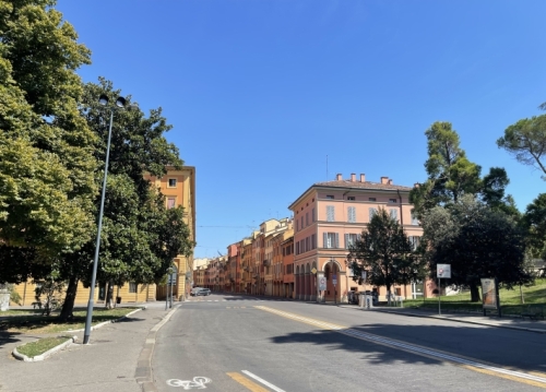 Through the gate - Via Saragozza. Our home is just around the bend.
