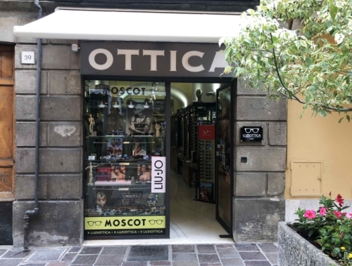 Elio is an optician - he opened this shop in the town's main street 42 years ago. Now he and his son, Giacomo, run the business together.