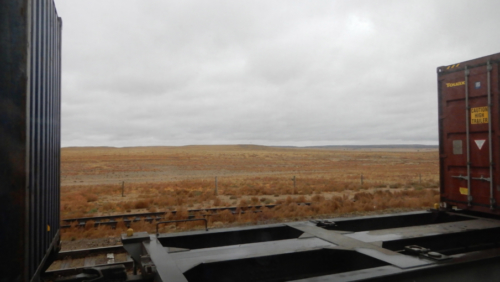 This part of the journey included a long stretch through the Gobi desert, where there's nothing to see apart from the odd passing train 