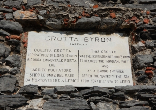 It's said Byron swam across the Gulf to visit the Shelleys who were staying near Lerici on the eastern side (that's a 7.5km swim)