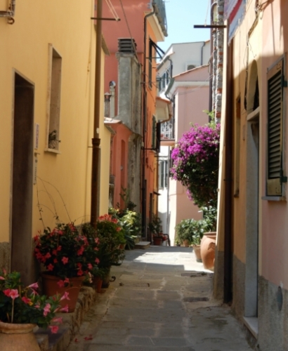 In Liguria these medieval pedestrian streets are known as 'carruggi'