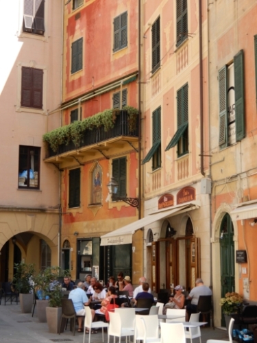 Many of Santa Margherita's buildings are decorated with Ligurian tromp l'oeil designs 