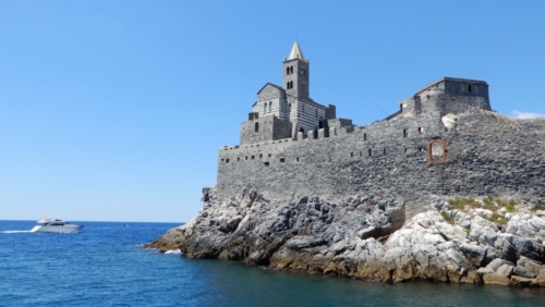 The Church of St Peter sits on a rocky peninsula in Porto Venere, marking the south-western tip of the Gulf
