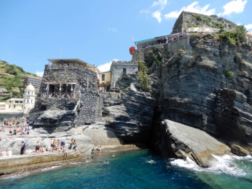 On the ferry arriving into Vernazza - it's a scene of tranquil beauty 