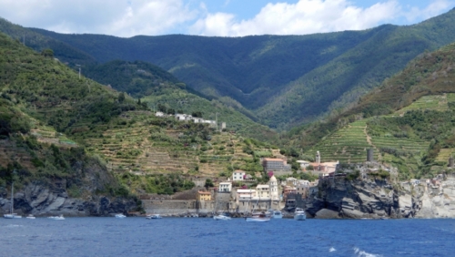 Probably the best-known Cinque Terre village, Vernazza - pretty from the water and spectacular when viewed from the walking trail above 