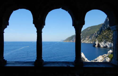The view from the church is spectacular; looking up the coast towards the Cinque Terre