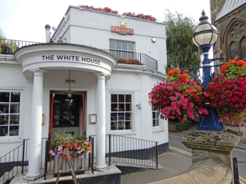 The White House Inn, on the river right at the entrance to town