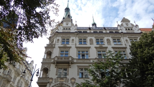 Mostly with eyes up, marvelling at Prague's beauty