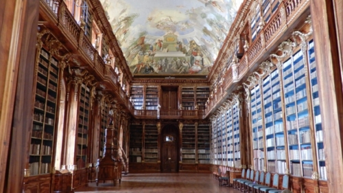 The library of the Strahov Monastery; more than 200,000 texts are stored here  