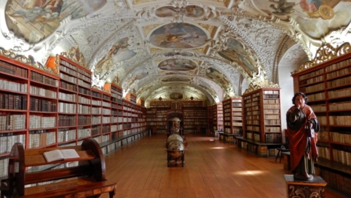 The library's Baroque 'Theological Hall', established in the 1670s