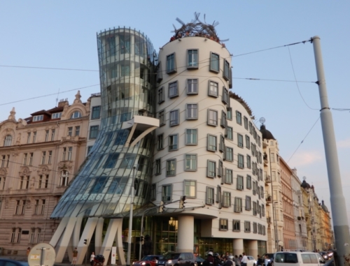 The 1990s Dancing House - known locally as Fred and Ginger; you won't be surprised to know that Frank Gehry was one of the architects on the project 