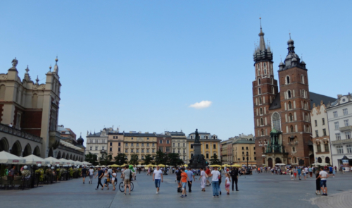 Main Square in Krakow's Old Town is one of the largest in Europe