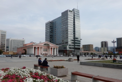 UB is a surprising city - the huge central square is  surrounded by a mix of traditional buildings and soaring glass towers