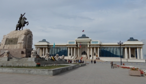 Mongolia's capital, Ulan Bator; originally a nomadic Buddist centre, it became a permanent base in 1639 