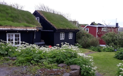 They're easy to spot - black-tarred wooden houses with white-framed windows and grass roofs 