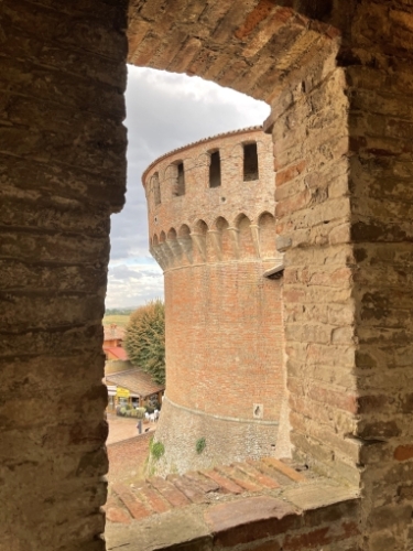 Rocca Sforzesca at the top of the village. The fortress, reconstructed in the 15th century, is open to visitors.