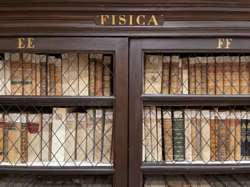The walls here are lined with books on subjects including maths, zoology, chemistry and physics.