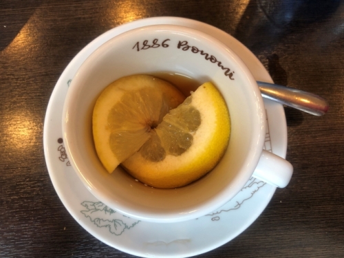 And tea that's okay (though this was rather a lot of chunky lemon in the coffee-serving-as-tea cup).
