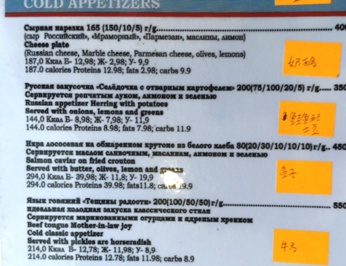 But if you get sick of eating the dried fruit and cups-of-soup you've brought on board, you can wander down to the restaurant car - we particularly liked the look of the last option on this menu