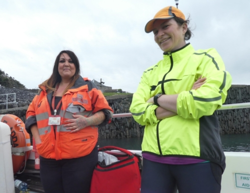 A couple of locals; the woman on the right had just been over to the mainland for a run (Easedale is too small for any serious exercise) and the woman on the left is the postie