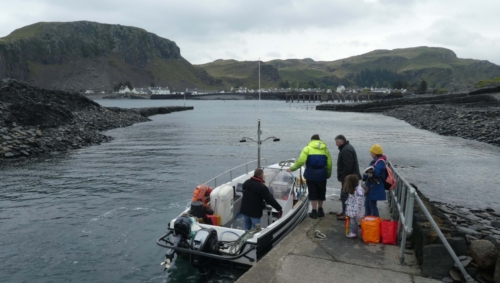 The only way to access the island is via the ferry; unloading passengers and supplies