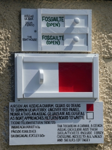 Summoning the ferry from Ulva; slide the door open to let them know you're waiting 