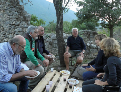 Travelling with them always involved family, friends and food - this quick supper just before a concert under the stars