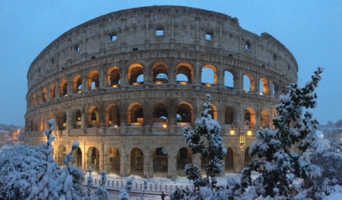 But snowfall in Rome was something quite unexpected - people came out to play as the city's services ground to a halt