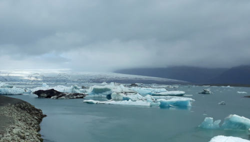 The Jökulsárlón glacier lagoon - icebergs on their way to the sea