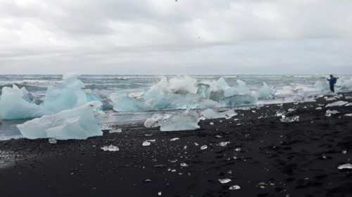 It's amazing to see waves breaking onto blocks of ice